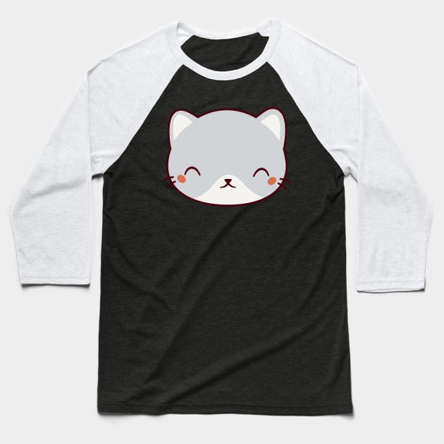 Kawaii Cute Cat Kitten Baseball T-Shirt by happinessinatee